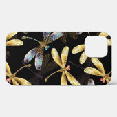 Coques Case-Mate iPhone Motif sans couture avec libellules d'or (Verso (horizontal))