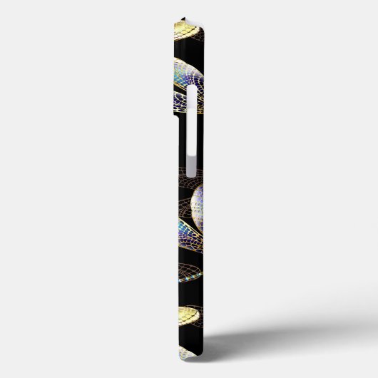 Coques Case-Mate iPhone Motif sans couture avec libellules d'or (Verso / Gauche)