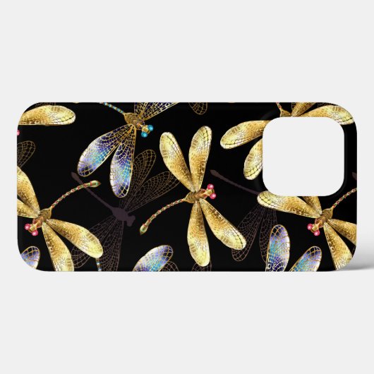 Coques Case-Mate iPhone Motif sans couture avec libellules d'or (Verso (horizontal))