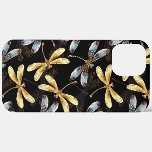 Coques Case-Mate iPhone Motif sans couture avec libellules d'or (Verso / Droite)