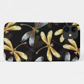 Coques Case-Mate iPhone Motif sans couture avec libellules d'or (Dos (Horizontal))