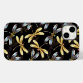 Coques Case-Mate iPhone Motif sans couture avec libellules d'or (Verso (horizontal))