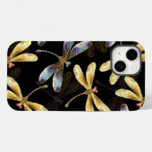 Coques Case-Mate iPhone Motif sans couture avec libellules dorées (Verso (horizontal))