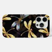 Coques Case-Mate iPhone Motif sans couture avec libellules dorées (Verso (horizontal))