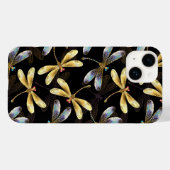 Coques Case-Mate iPhone Motif sans couture avec libellules dorées (Verso (horizontal))