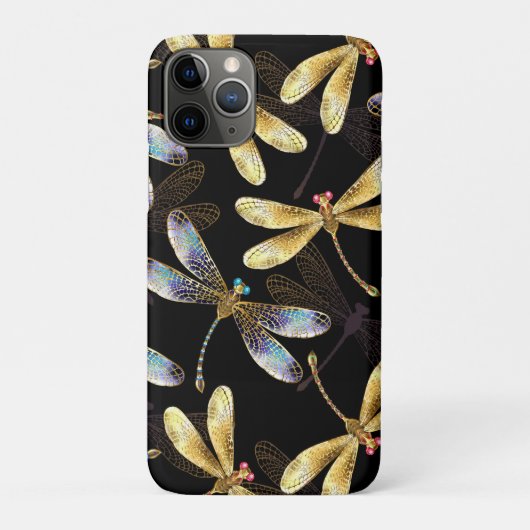 Coques Case-Mate iPhone Motif sans couture avec libellules dorées (Dos)