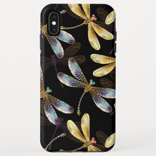 Coques Case-Mate iPhone Motif sans couture avec libellules dorées (Dos)