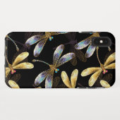 Coques Case-Mate iPhone Motif sans couture avec libellules dorées (Dos (Horizontal))