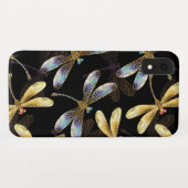 Coques Case-Mate iPhone Motif sans couture avec libellules dorées (Dos (Horizontal))