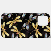 Coques Case-Mate iPhone Motif sans couture avec libellules dorées (Verso (horizontal))