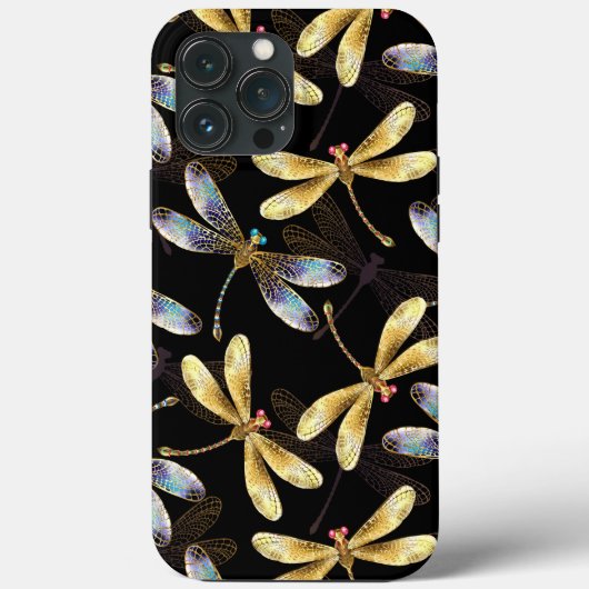 Coques Case-Mate iPhone Motif sans couture avec libellules dorées (Verso)