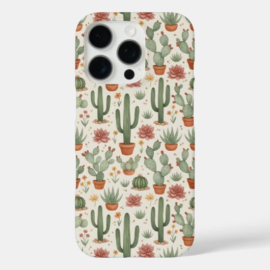 Coques Case-Mate iPhone Motif sans couture de cactus de désert succulent (Verso)