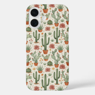 Coques iPhone 16 Motif sans couture de cactus de désert succulent