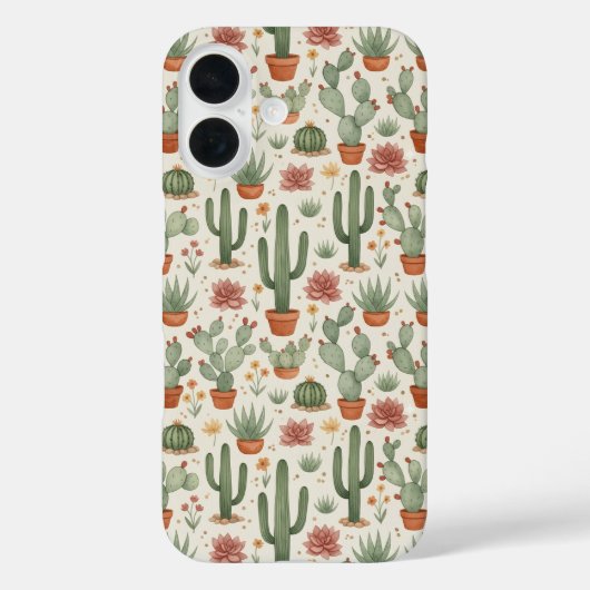 Coques Case-Mate iPhone Motif sans couture de cactus de désert succulent (Verso)