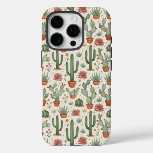 Coques Case-Mate iPhone Motif sans couture de cactus de désert succulent (Verso)