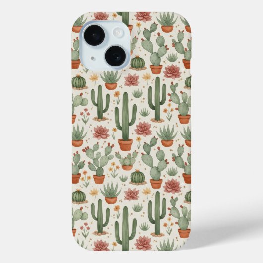 Coques Case-Mate iPhone Motif sans couture de cactus de désert succulent (Verso)