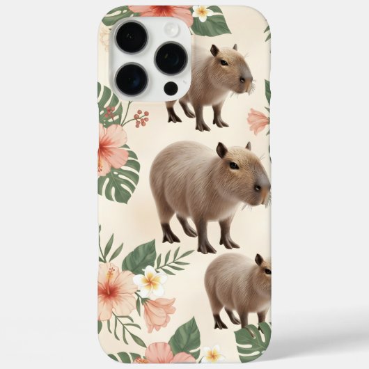 Coques Case-Mate iPhone Motif sans couture de capybara à l'aquarelle migno (Verso)
