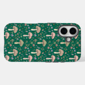 Coques Case-Mate iPhone Motif sans couture de champignons émeraude profond (Verso (horizontal))