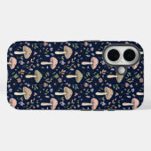 Coques Case-Mate iPhone Motif sans couture de champignons Navy Profond Aca (Verso (horizontal))
