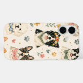 Coques Case-Mate iPhone Motif sans couture de chiot pastel | Chien peint à (Verso (horizontal))
