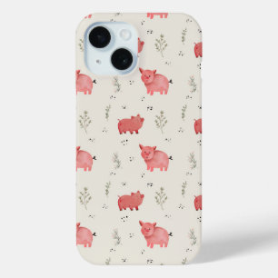 Coque Pour iPhone 15 Motif sans couture de cochons et de fleurs à l'aqu