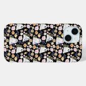 Coques Case-Mate iPhone Motif sans couture de fantôme mignon et de fleurs  (Verso (horizontal))