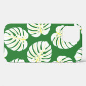 Coques Case-Mate iPhone Motif sans couture de feuilles de monstère blanche (Verso (horizontal))