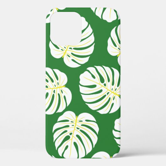 Coques Case-Mate iPhone Motif sans couture de feuilles de monstère blanche (Verso)