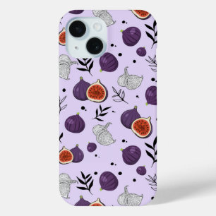 Coque Pour iPhone 15 Motif sans couture de figues et de feuilles à l'aq