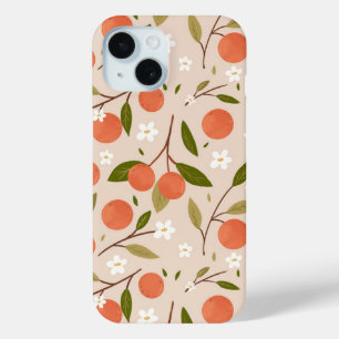 Coque Pour iPhone 15 Motif sans couture de fleurs d'orange dessinées à