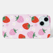 Coques Case-Mate iPhone Motif sans couture de fraise d'esthétique dessinée (Verso (horizontal))