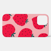Coques Case-Mate iPhone Motif sans couture de fraise moderne. Big red roun (Verso (horizontal))