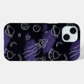 Coques Case-Mate iPhone Motif sans couture de l'espace extérieur violet fa (Verso (horizontal))