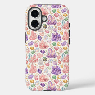 Coques iPhone 16 Motif sans couture de pierres précieuses féminines