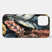 Coques Case-Mate iPhone Motif sans couture de plumes d'oiseaux. (Verso (horizontal))