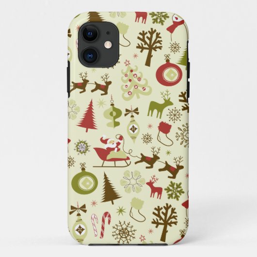 Coques Case-Mate iPhone Motif sans couture de rétro croquis de Noël (Dos)