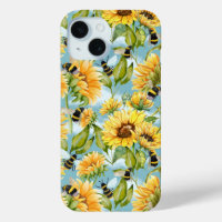 Motif sans couture de tournesol vintage et abeille