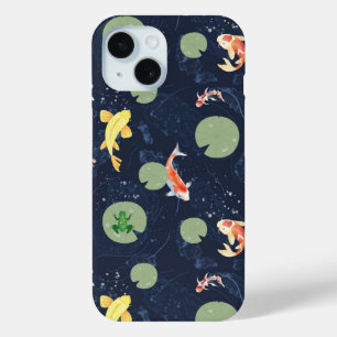 Coque Pour iPhone 15 Motif sans couture d'étang à carpes koï à l'aquare