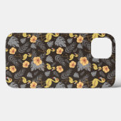Coques Case-Mate iPhone motif sans couture Flamant rose avec fleurs et feu (Verso (horizontal))
