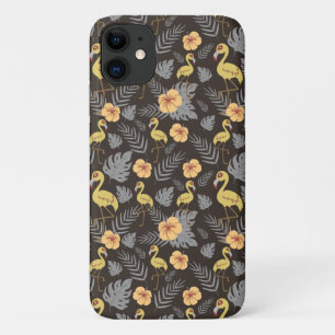 Case-Mate iPhone Case motif sans couture Flamant rose avec fleurs et feu