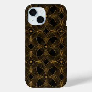 Coque Pour iPhone 15 Motif sans couture Guilloché Or Luxe