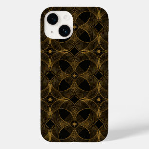 Coque Pour iPhone 14 Motif sans couture Guilloché Or Luxe