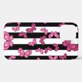 Coques Case-Mate iPhone Motif sans couture papillon sur arrière - plan bla (Verso (horizontal))