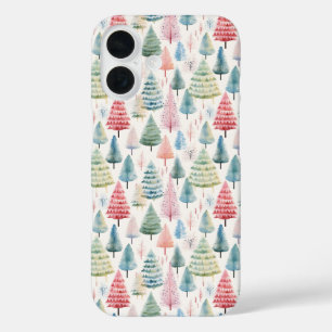 Coques iPhone 16 Motif sapins de Noël pastel colorés