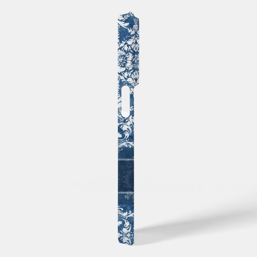 Coques Case-Mate iPhone Motif Sapphire Grunge Damask avec Monogramme (Verso / Droite)