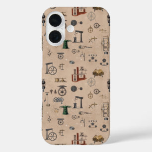 Coques iPhone 16 Motif scientifique mécanique d'ingénierie antique