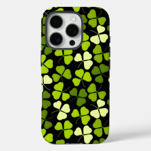 Coques iPhone 16 Pro Motif Shamrock foncé vert et noir
