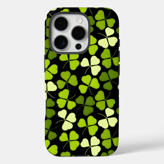 Coques Case-Mate iPhone Motif Shamrock foncé vert et noir (Verso)