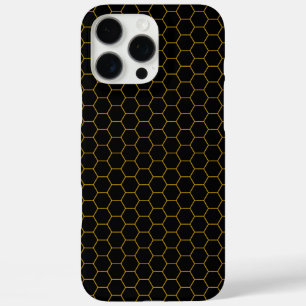Coques iPhone 16 Pro Max Motif simple et élégant en nid d'abeille noir jaun