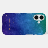 Coques Case-Mate iPhone Motif spatial bleu vert et violet Personnalisé (Verso (horizontal))